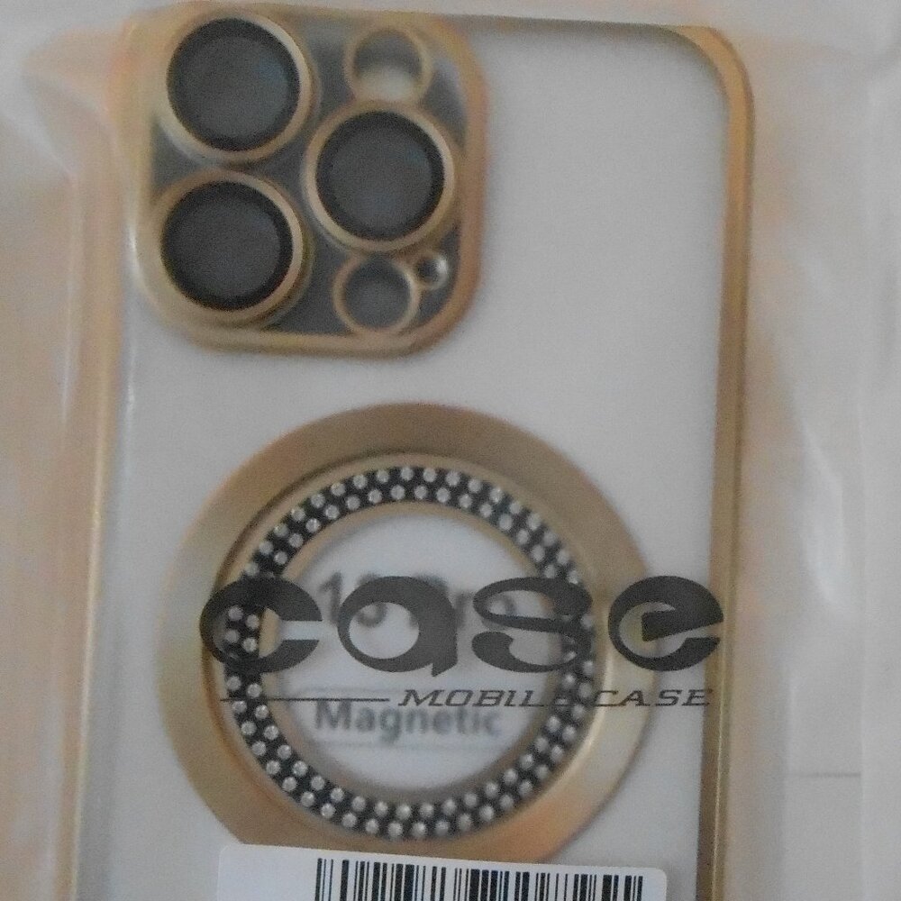 Apple IPhone 13 Pro Clear Gold & Black Jeweled Mobile Magnetic Phone Case-NEW